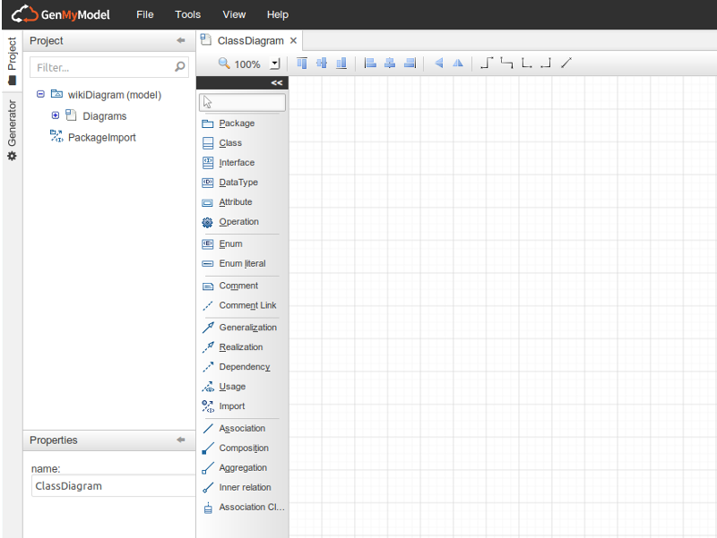 GenMyModel dashbord